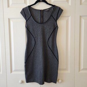 Express Gray Cap Sleeve Bodycon Dress With Black Piping Details Back Zipper Sz 0